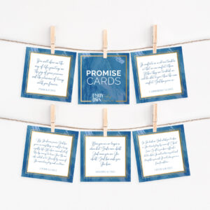 promise cards attached to cord with clothespins