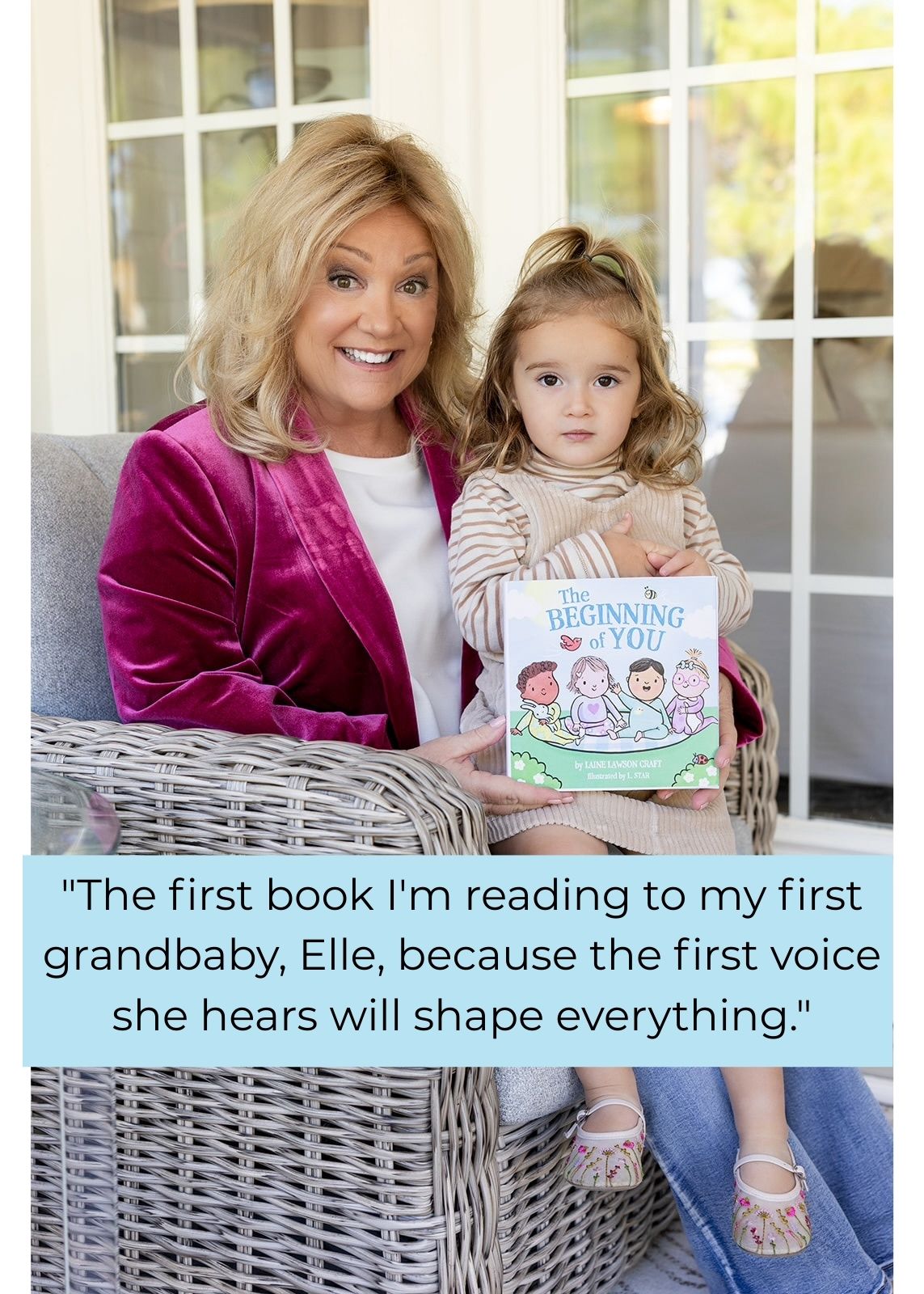 Laine and granddaughter Elle holding The Beginning of You